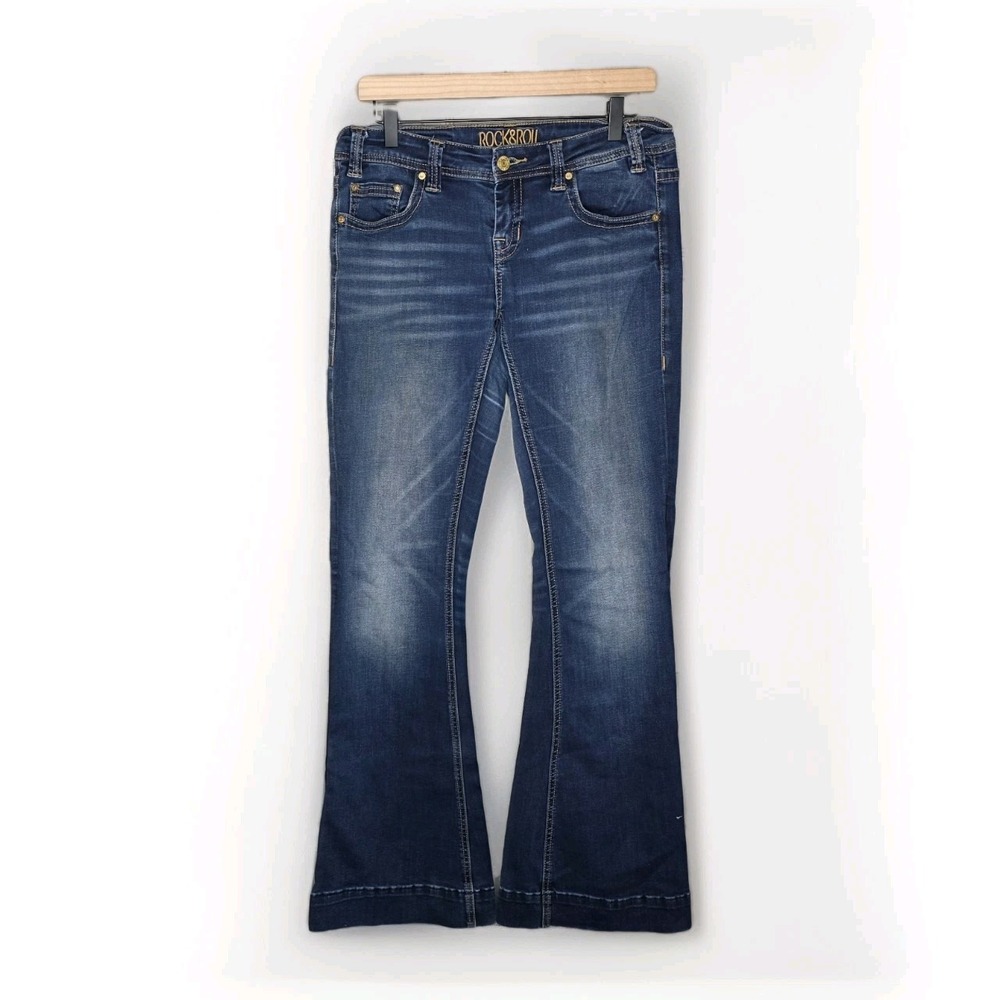 ROCK & ROLL Cowgirl Trouser Denim Jeans  28x34‎ Medium Wash Flare Boot Cut